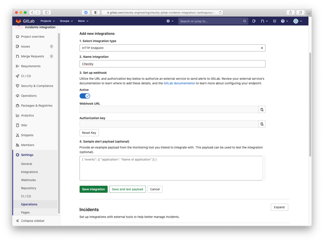 setup checkly gitlab integration step 2